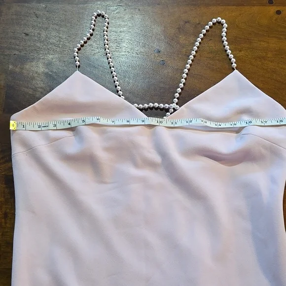 Karl Lagerfeld Light Pink Gown with Adjustable Pearl Straps Size 12 - Picture 6 of 16